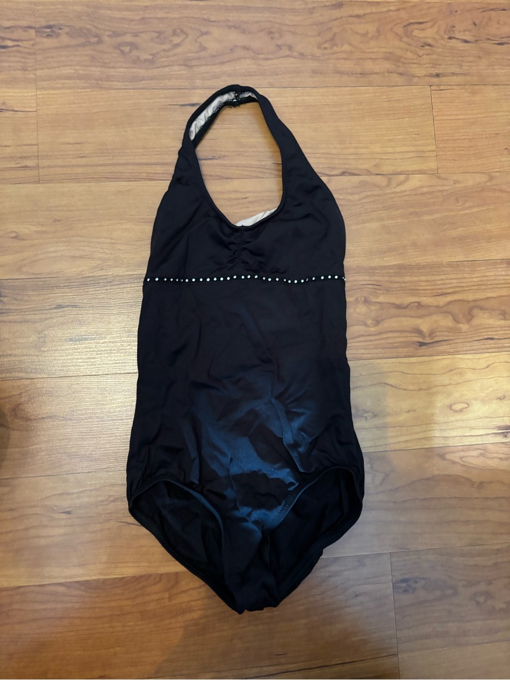 MotionWear Rhinestone Halter Black Leotard